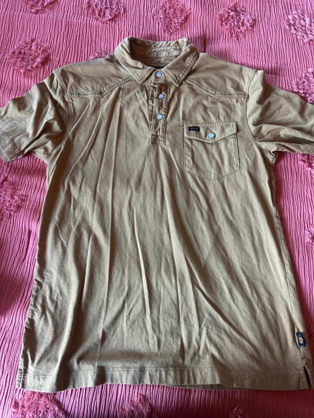 Men's Khaki Short-Sleeve Polo Shirt